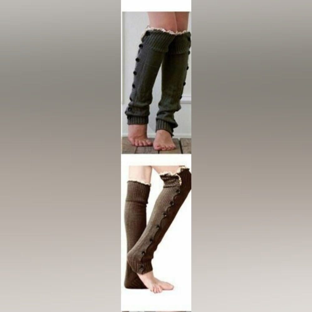 TWO pair Knit Button Leg Warmers - NWT
